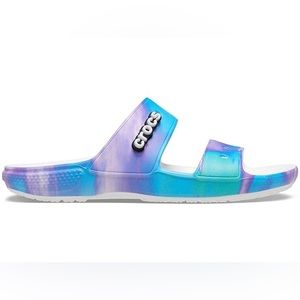 Crocs Classic Out Of This World Sandals Women’s 11 Blue and purple tie dye EUC